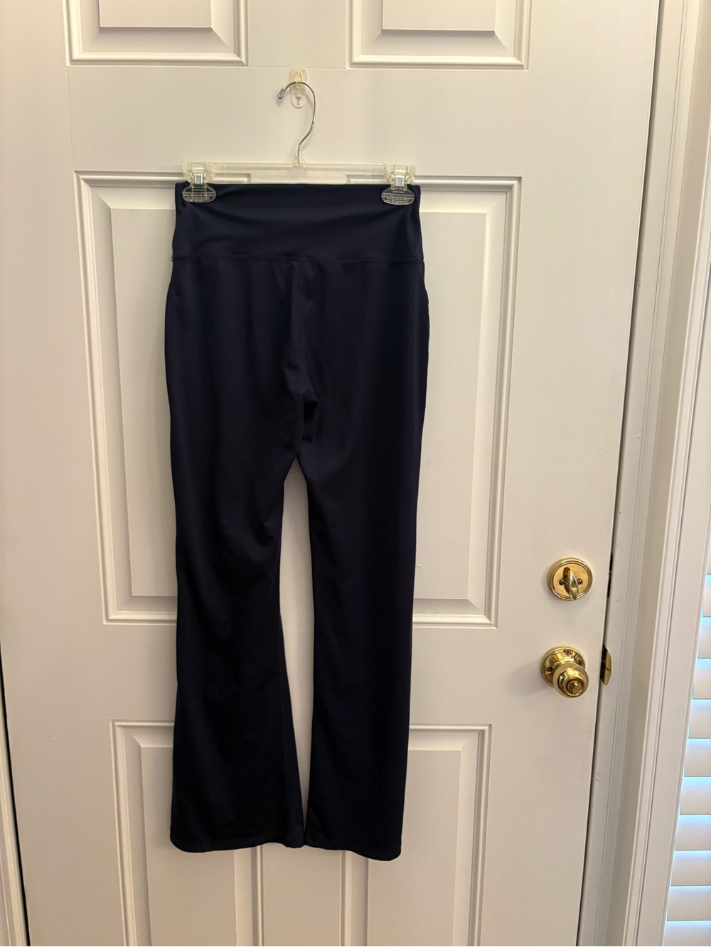 High-Waist Navy Blue Flare Yoga Pants - Women's - Picture 3 of 3
